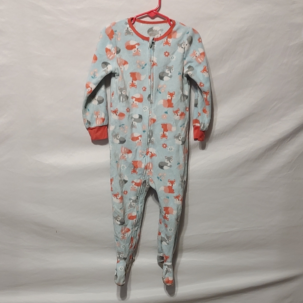 Adorable Animal Print Kids Footie Pajama - Blue and Pink